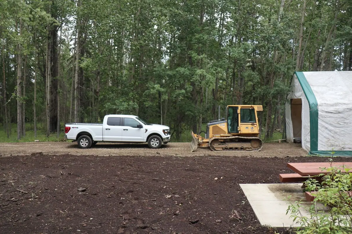 Work truck parked at a construction site near Maxton, NC